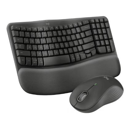 Logitech Wave Keys Combo, Wireless Ergonomic Keyboard with Signature M550 L Wireless Mouse, Graphite