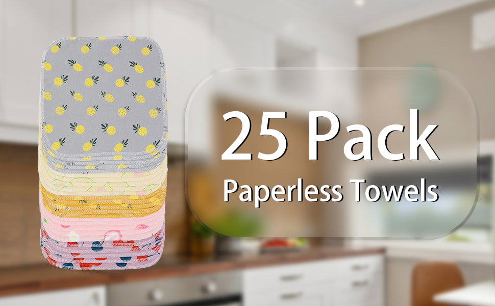 Paperless Paper Towels, 10-Pack Organic Cotton Reusable Paper Towels  Washable Roll, Washable Cloth Paper Towels, Fabric Paperless Towels for  Kitchen