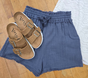 Frayed Cotton Gauze Shorts - Magnolia Grace Boutique