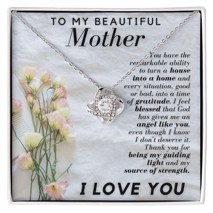 To My Beautiful Mother Love Knot Necklace, Gift for Mom for Mother's Day