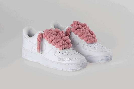 Nike Air Force 1 White - Chunky Rope Laces - Kicks Custom – King Of Kicks UK