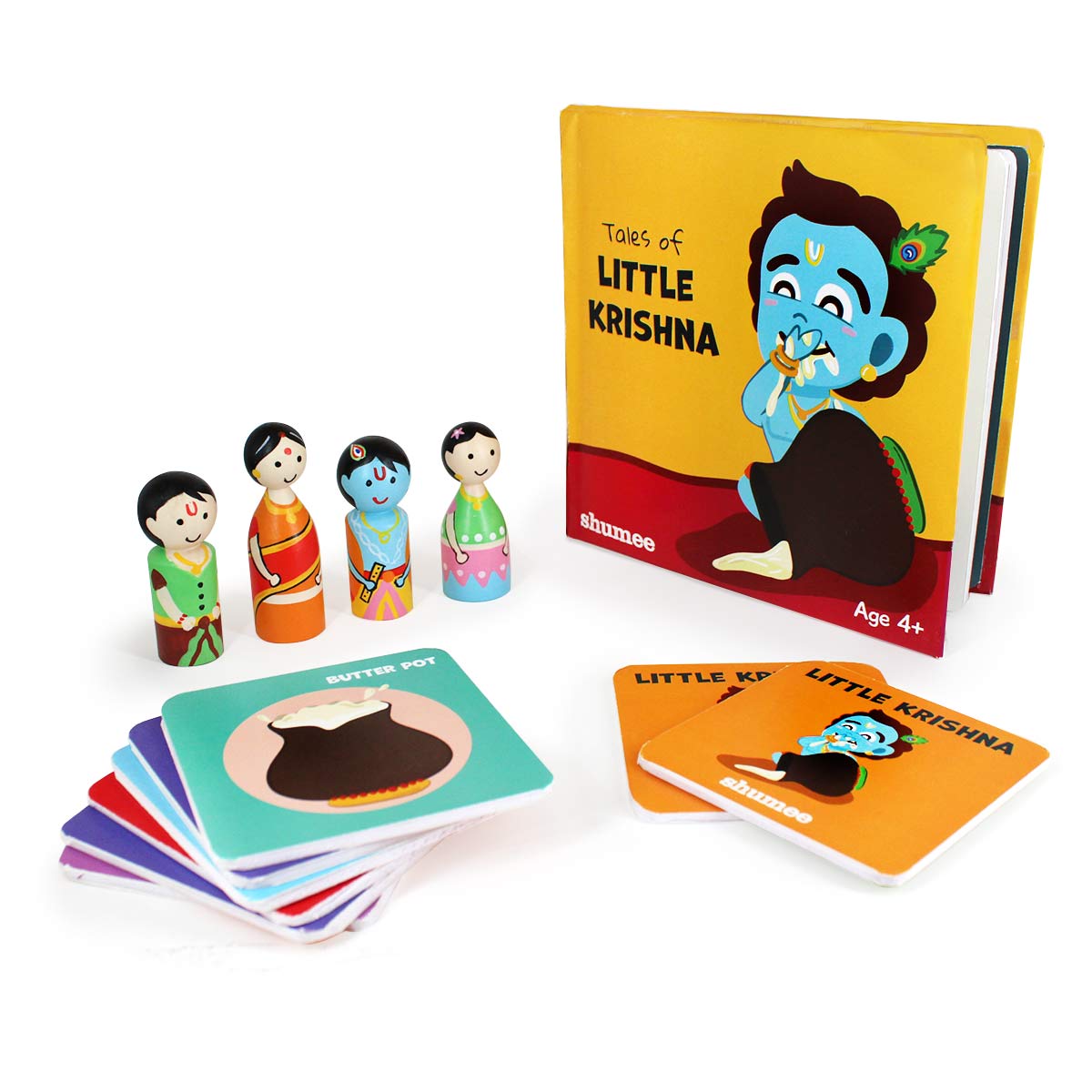 Peg Dolls, Memory Cards, Little Krishna Book Combo For Kids – Shumee