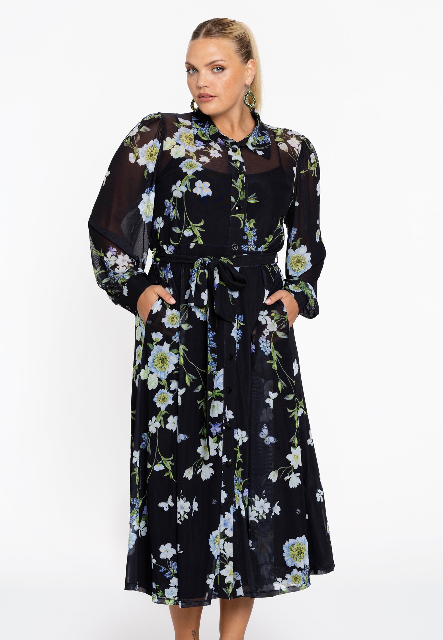 Yoek Jurk flare BLUETT | Zwart | Maat 38/40