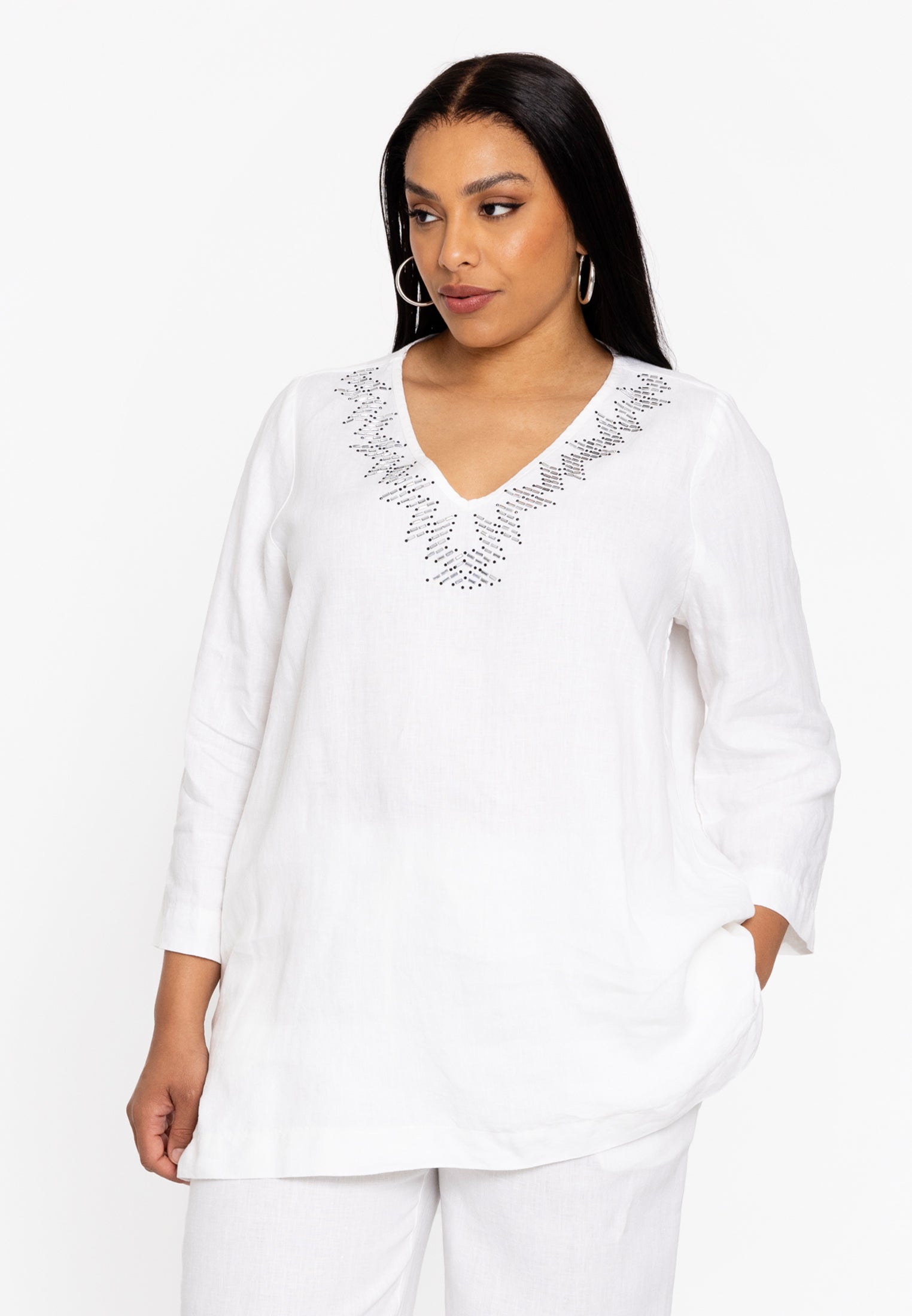 Yoek Tuniek met strass | Wit | Maat 38/40