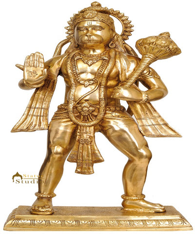 Brass Muscular Hindu God Hanuman Standing Tall in Athletic Pose Holding His  Large Club 23 (#110bs129z): Hindu Gods & Buddha Statues