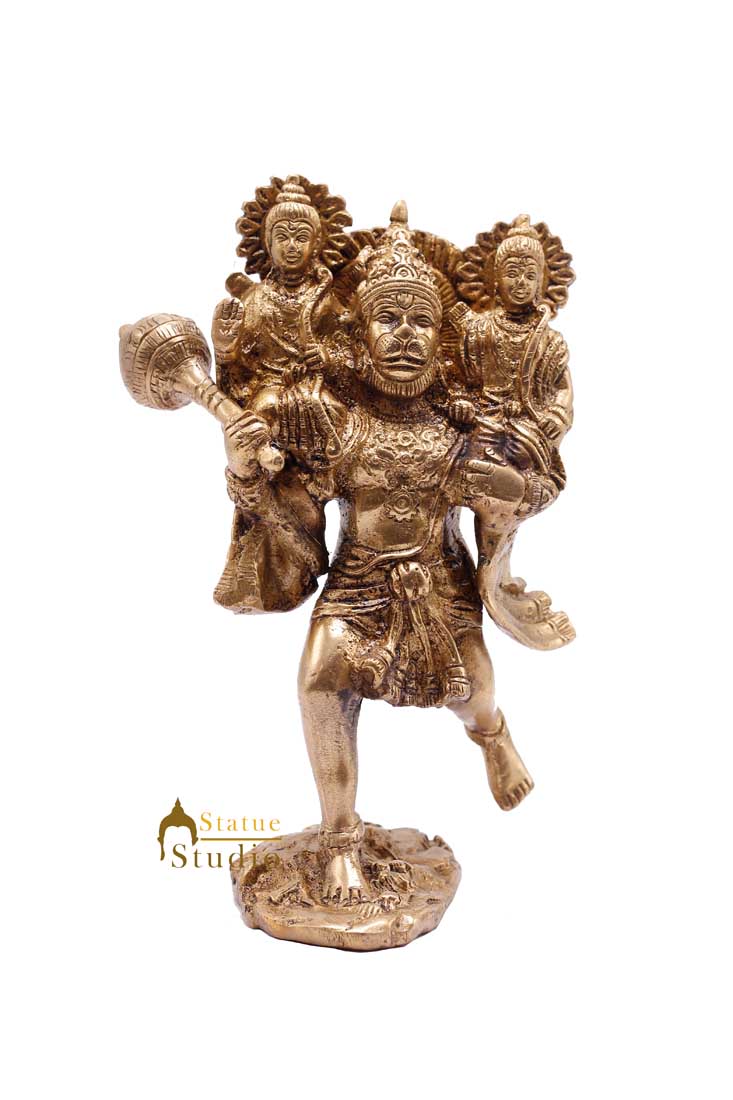 Indian Lord Hanuman Idol Carrying Rama Laxman Rare Religious Décor ...