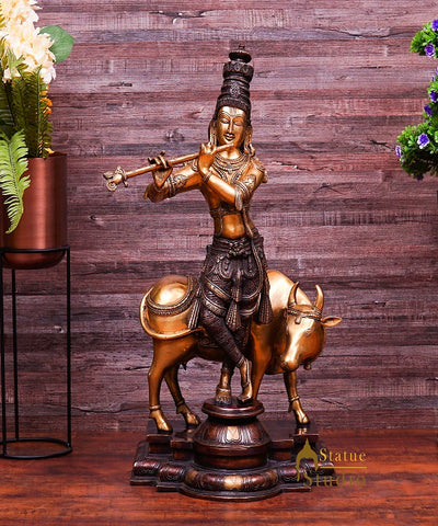 Brass Krishna with Peacock - WL1614 - WL1614 at Rs 24,972.15