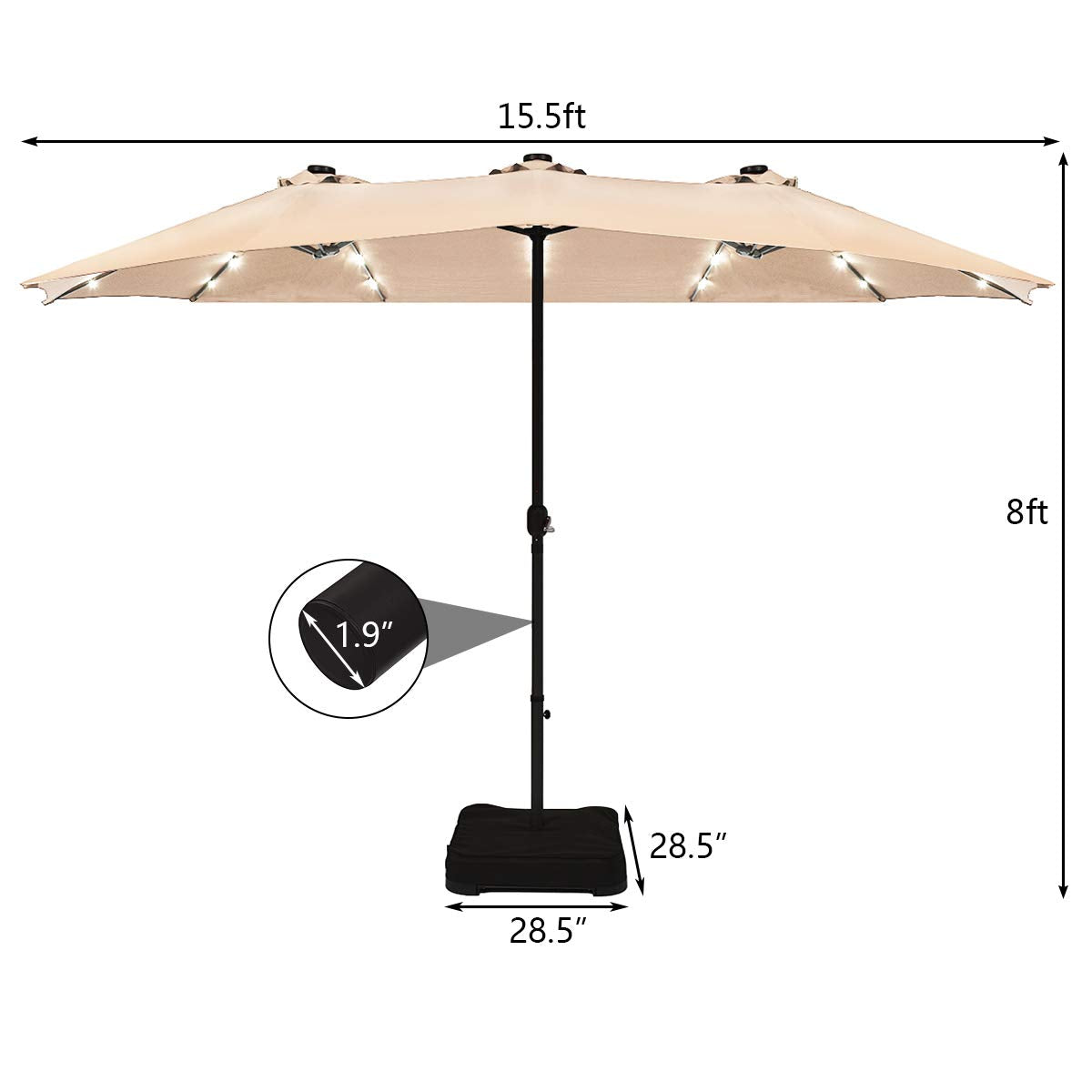 15 ft solar umbrella