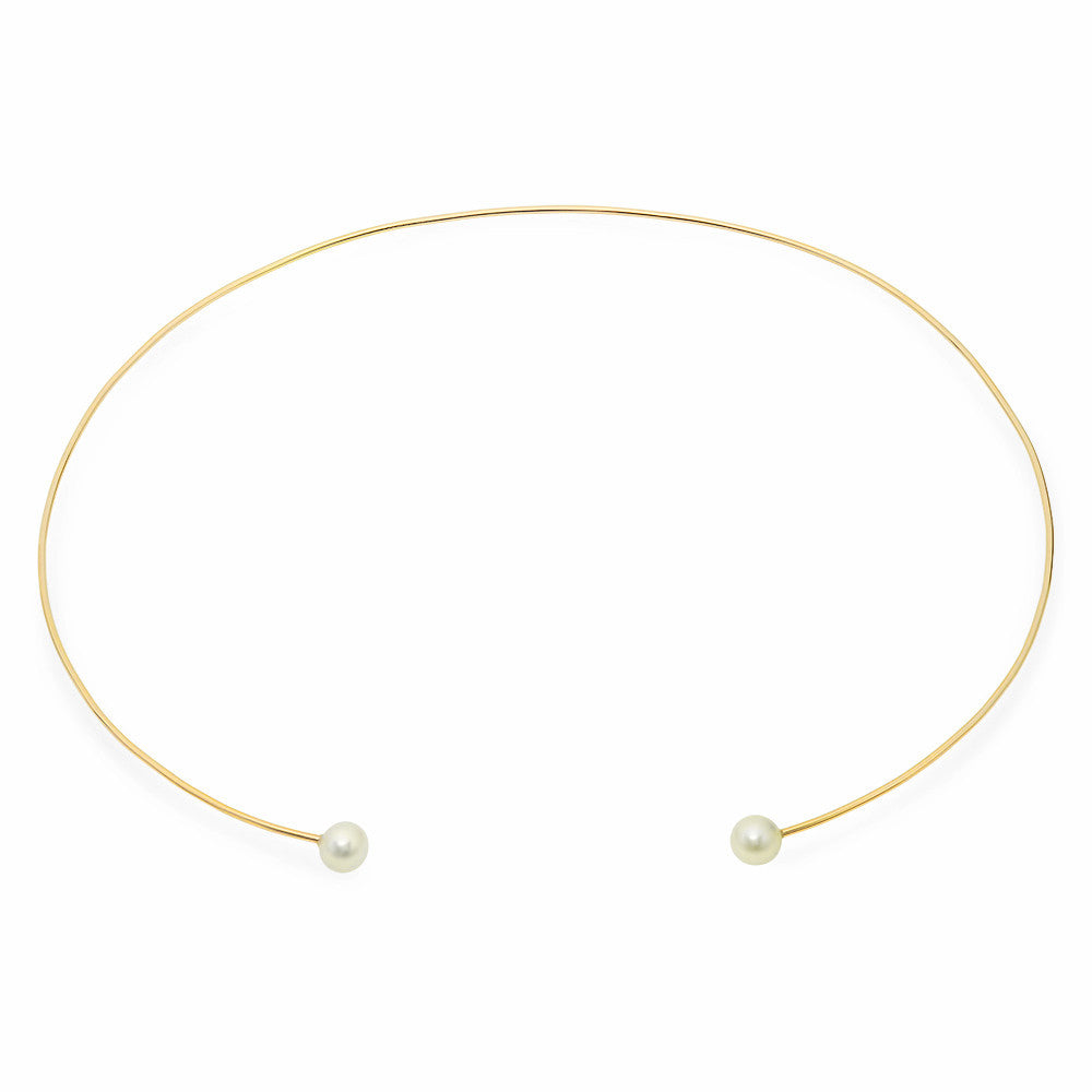 Victoria Six 14K Gold Pearl Wire Necklace - ICONERY
