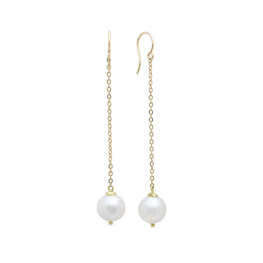 Gold and Pearl Drop Earrings - ICONERY