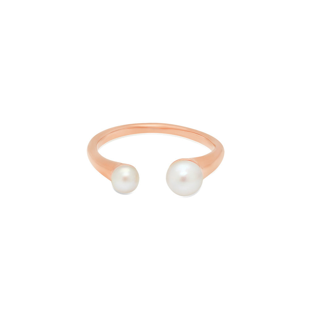 Caviar & Cashmere Open Double Pearl Ring - ICONERY