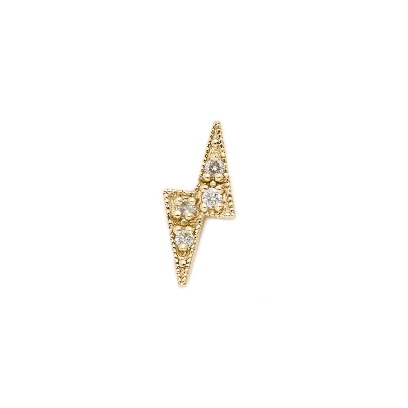 Lena Wald 14K Gold or Silver Diamond Lightning Bolt Earring - ICONERY