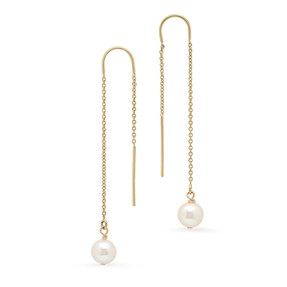 Gold and Pearl Threader Earrings - ICONERY