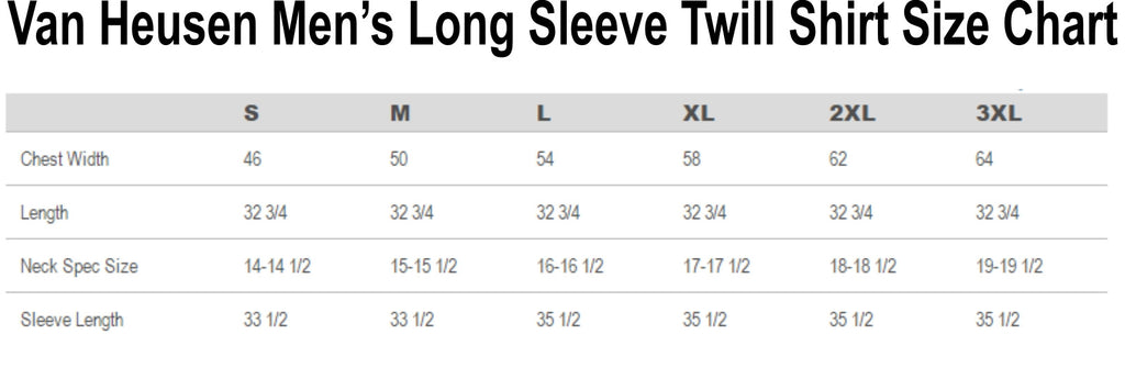 Van Heusen Dress Shirt Size Chart