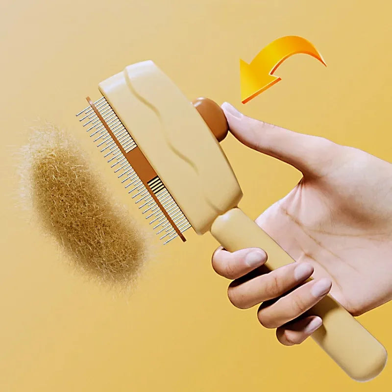 Dog Comb Massage Dog Brush Automatic Pet Hair Remover Self Cleaning Cat Brush Dogs Grooming One Button Hair Comb Pet Products - high-quality product