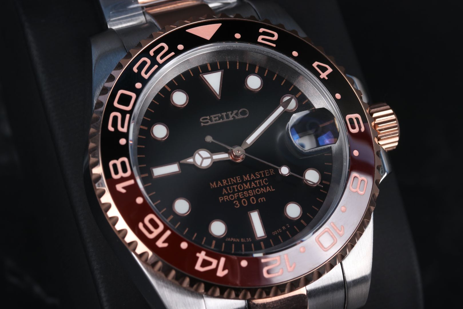 Seiko Mod Rootbeer Submariner GMT Custom Watch – instincttime