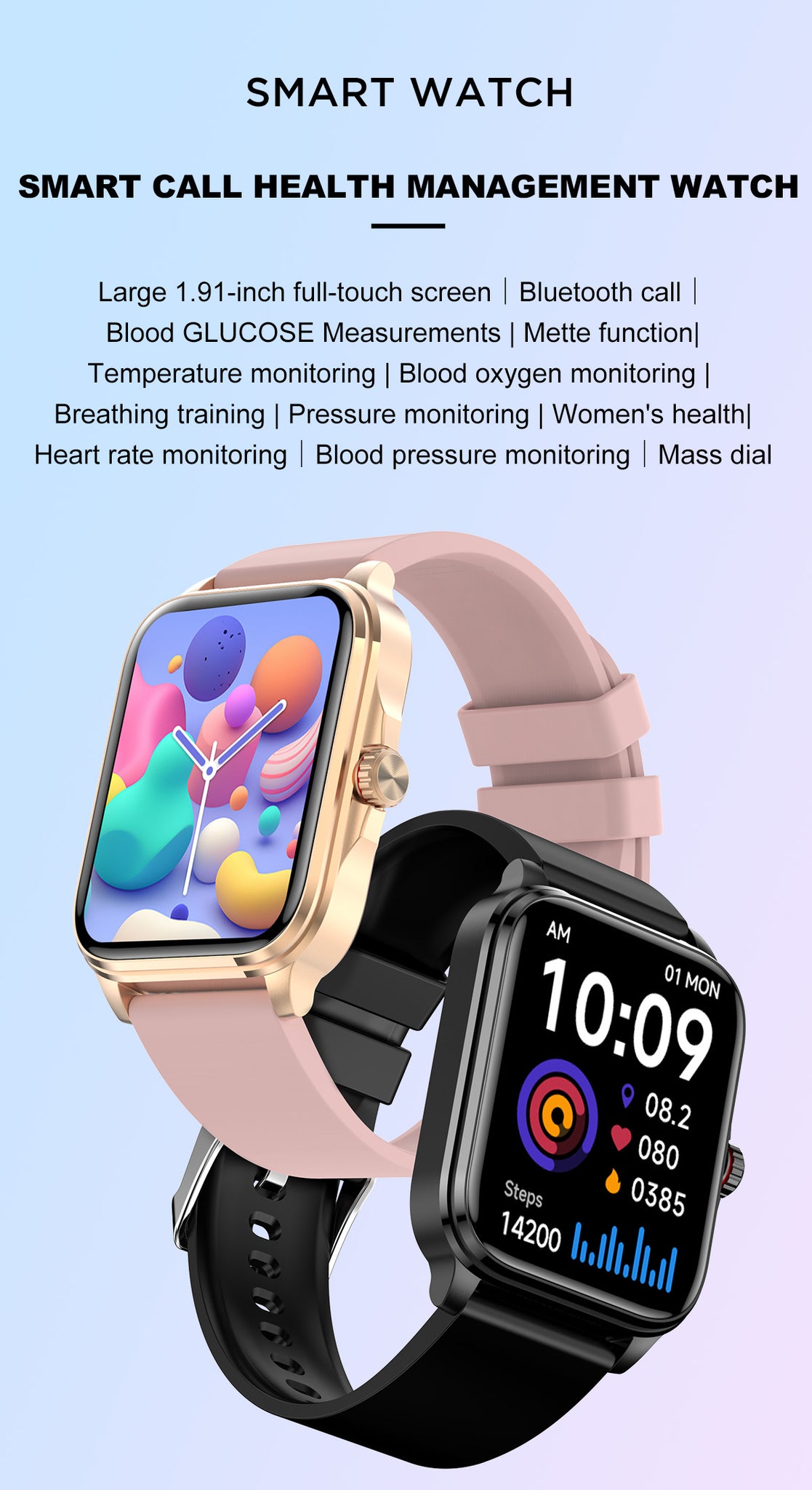 Kh60 ECG Bracelet Blood Oxygen Blood Glucose Scientific Sleep HRV Smart Watch, Brown