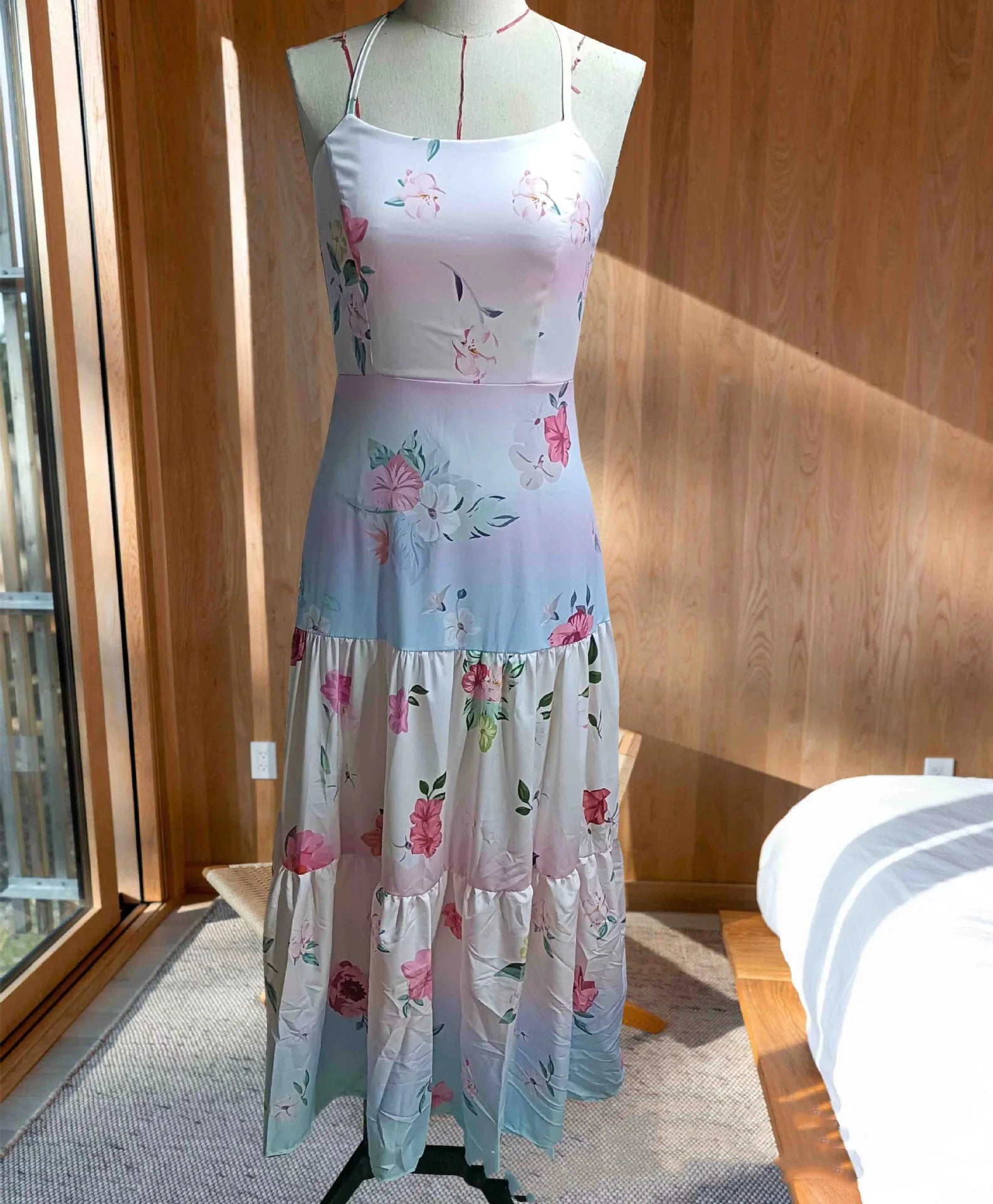 Gradient Floral Printed Spaghetti Strap Dress for Women - Image 3