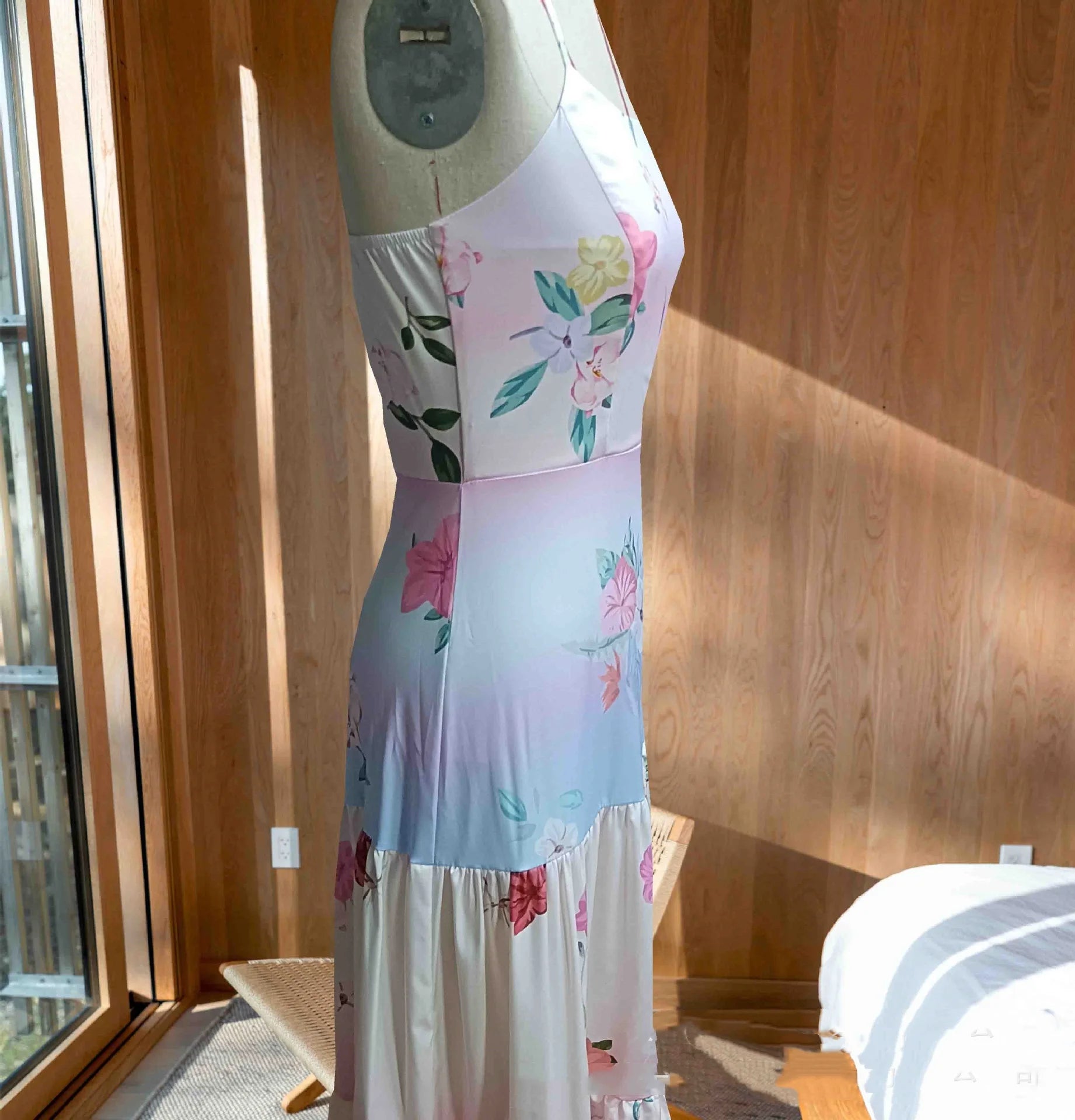 Gradient Floral Printed Spaghetti Strap Dress for Women - Image 4