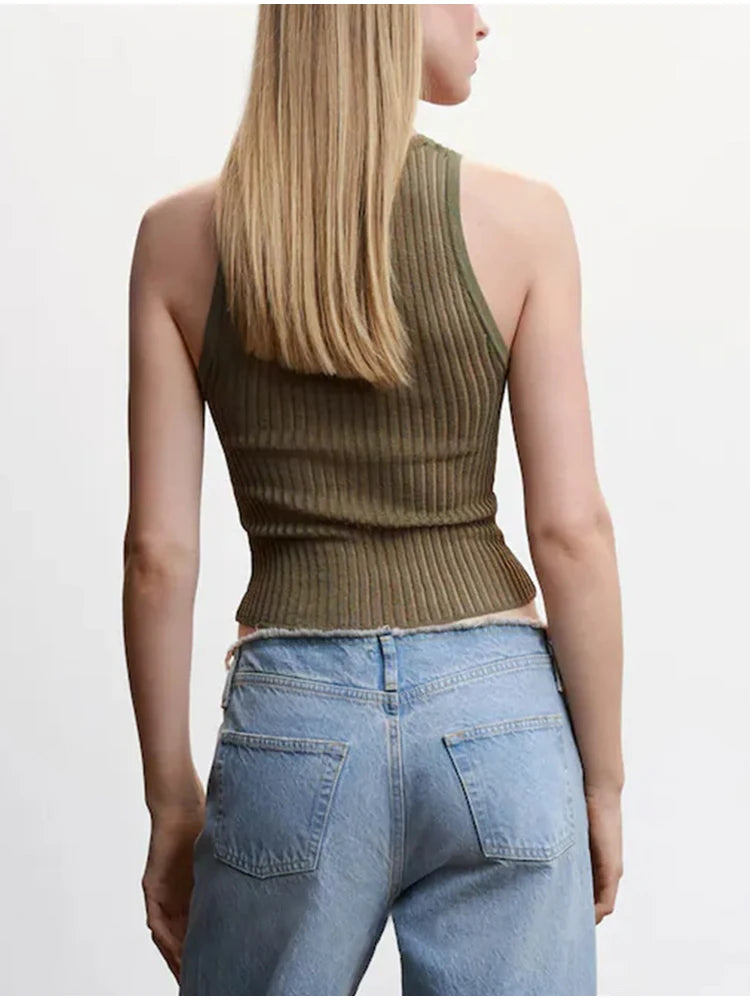 Striped Hollow Out Sleeveless Tank Tops for Women - Image 8