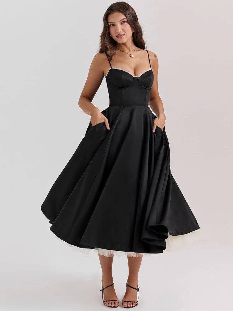 Square Neck Sleeveless Backless Dress for Women, Party Vestido - Image 4