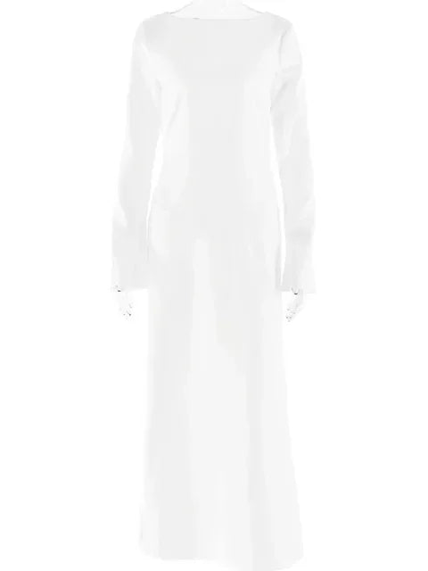 Backless Long Sleeve Satin Maxi Dress for Women - Image 4