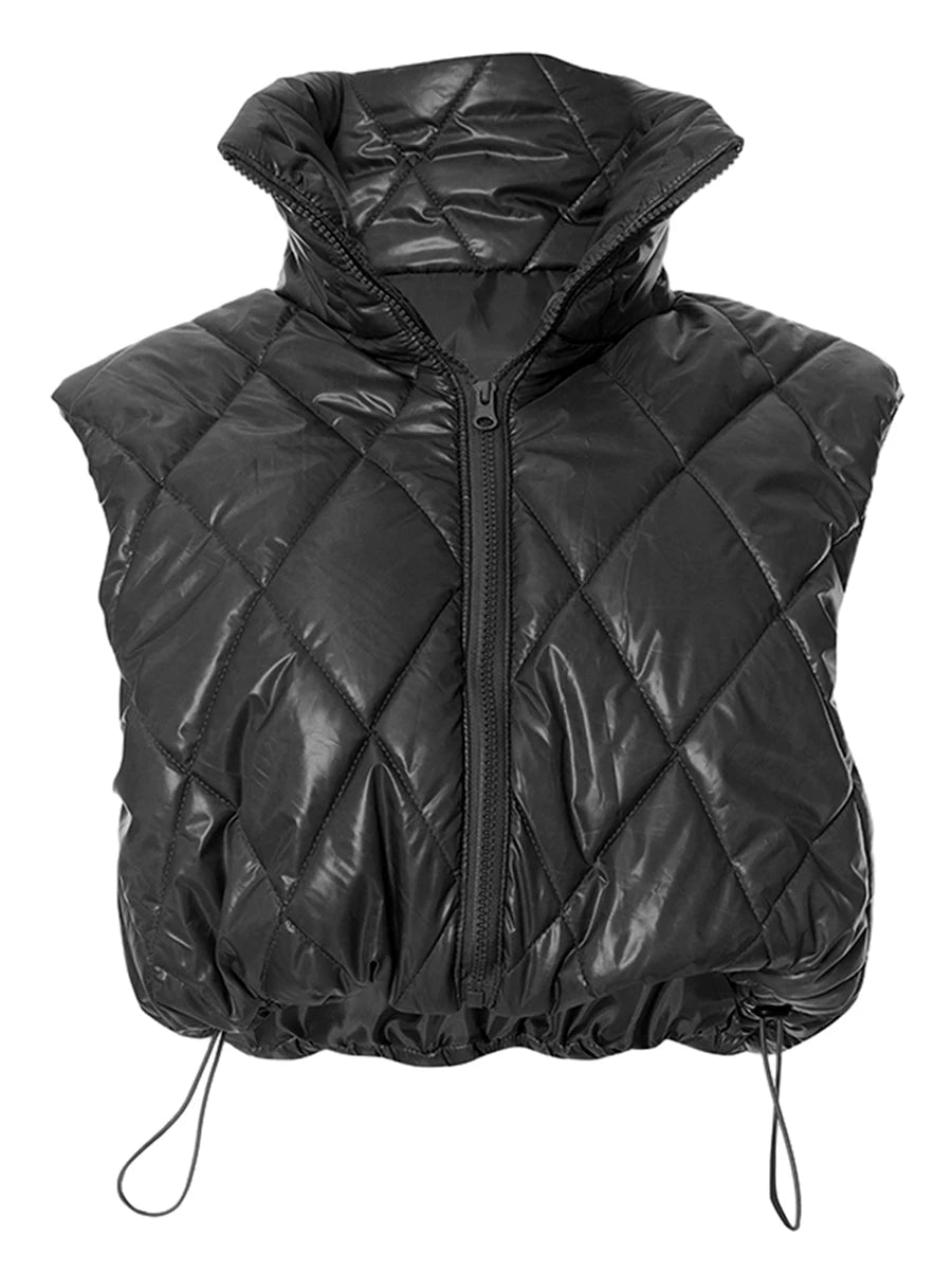 Women's Sleeveless Lightweight Puffer Vest with Stand Collar - Image 2