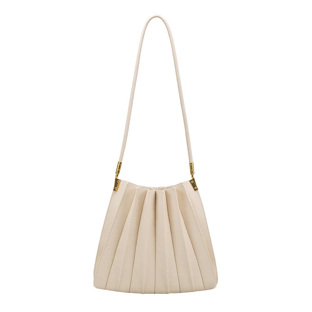 Melie Bianco - Carrie Pleated Vegan Shoulder Bag in Saddle