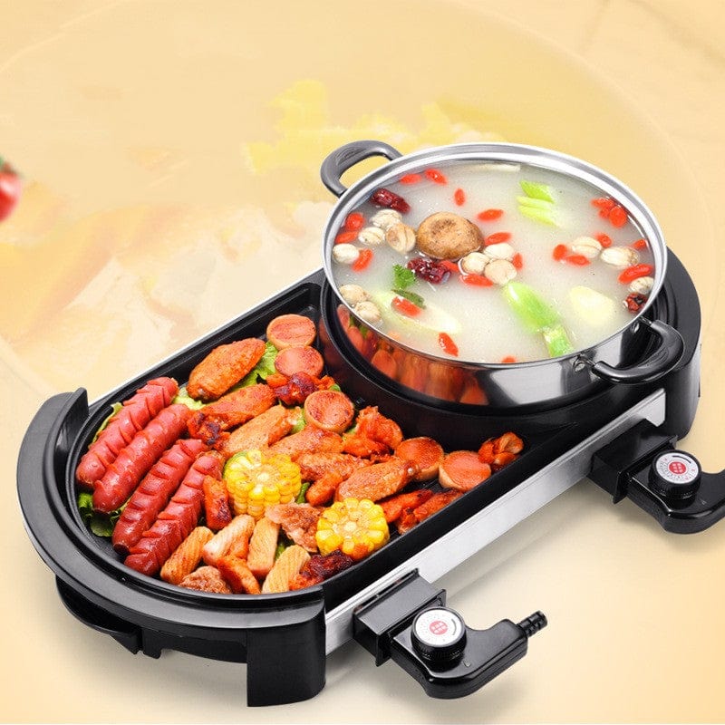 Split Electric Hot Pot, Non-stick Electric Skillet,4l Large Capacity  Cooking Pot,with Stepless Knob For Temperature Control