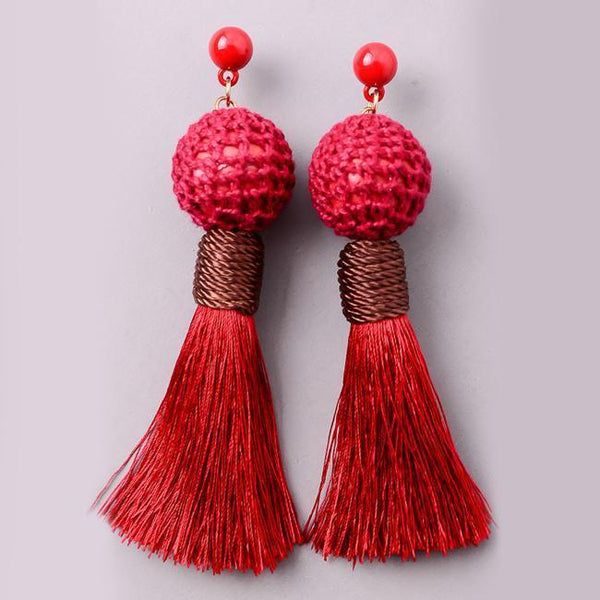 Eternal Sparkles Boho Cord Bon-Bon Tassel Earrings 