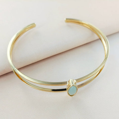 Oval Mint Stone Double Cuff from Eternal Sparkles