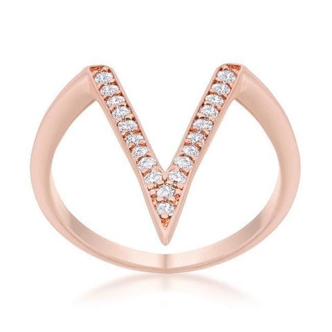 Rose Gold V CZ Ring from Eternal Sparkles