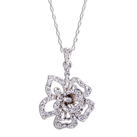 Eternal Sparkles Blooming Rose Swarovski Elements Necklace 