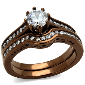 Le Chocolat CZ Wedding Ring Set