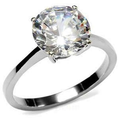 Stainless Steel Round Prong CZ Engagement Ring from Eternal Sparkles