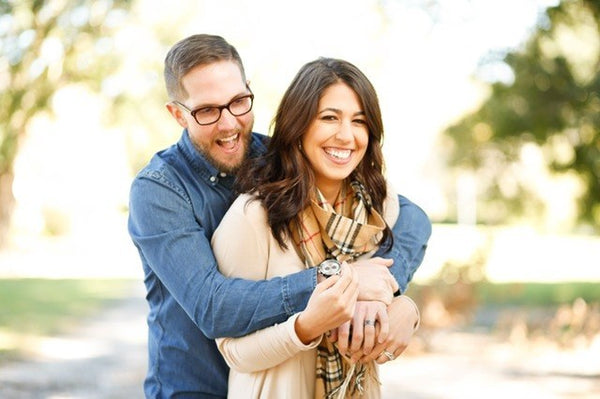 Happy newly-engaged couple