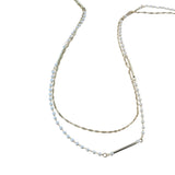 Double Strand Pearl and Gold Bars Necklace