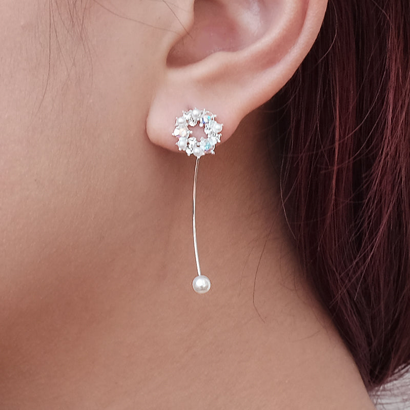 Asymmetric Long Short Pearl Earrings 