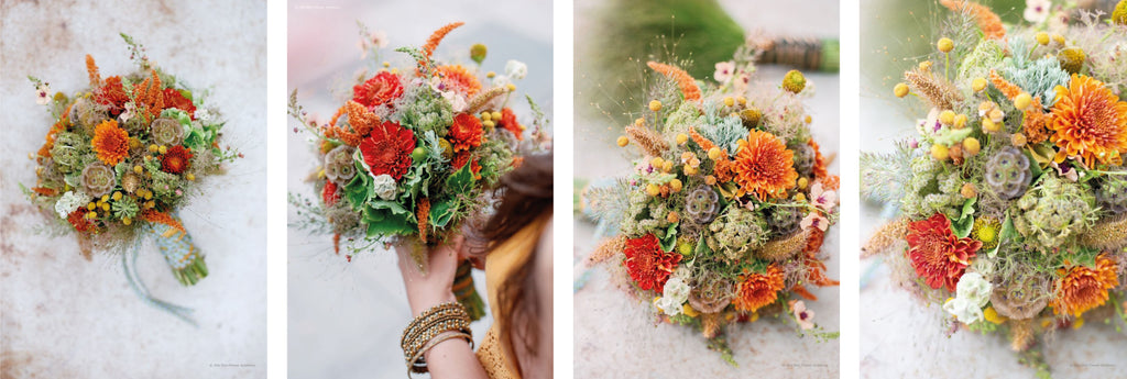 orange and red flowers bouquet