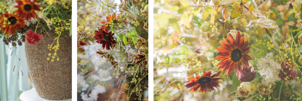 red sunflowers bouquet details