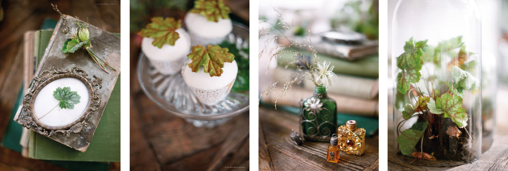 tiny decorative elements made with plants and flowers