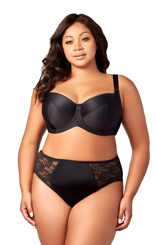 Elila Swiss Embroidered Microfiber Panty - Black - Curvy Bras