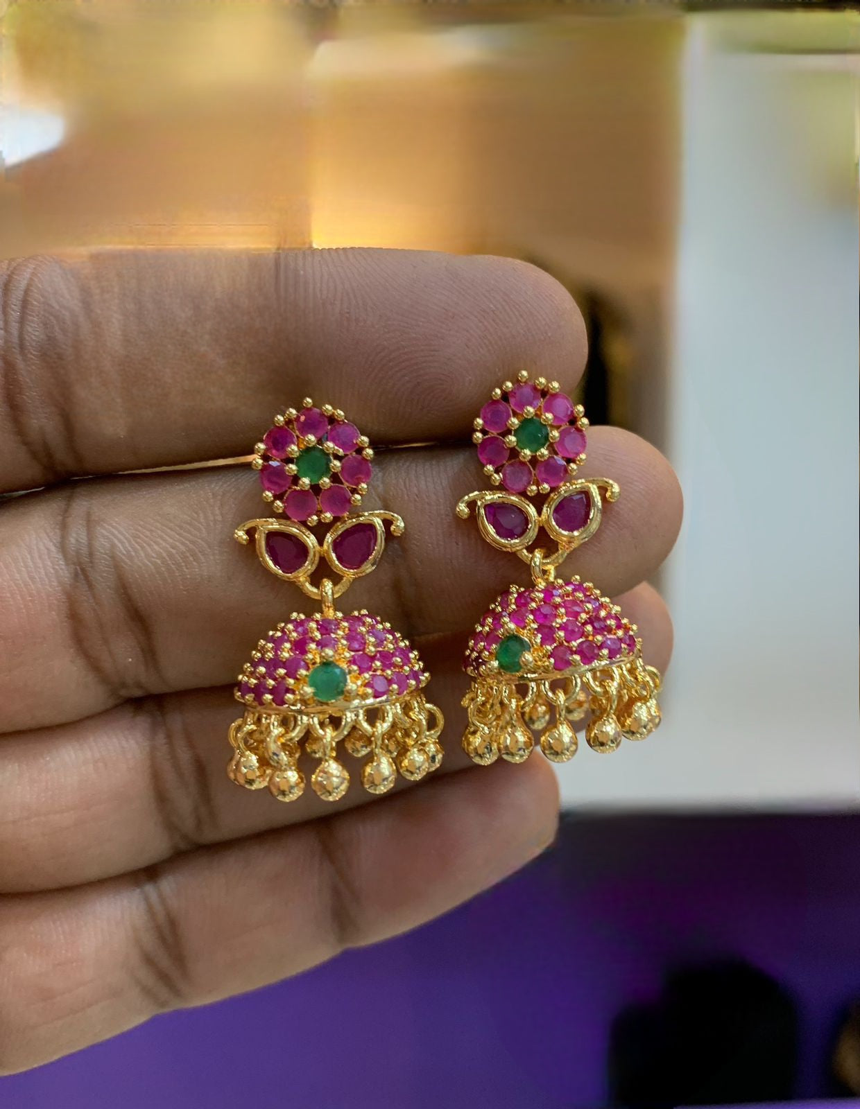 Explore Viji Moissanite Silver Jhumka Earrings Online | Paksha