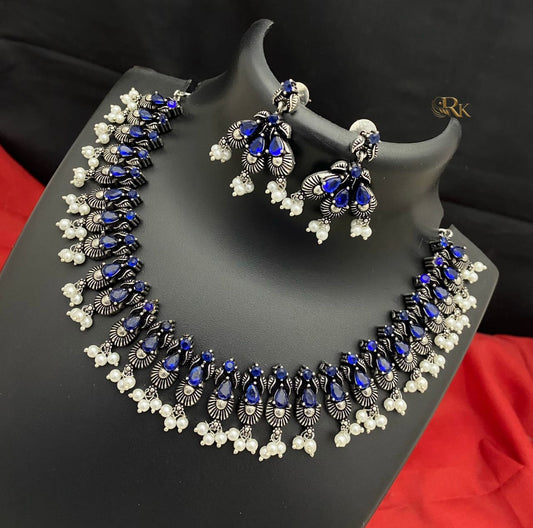 Oxidized Silver Necklace Pendant, German Silver Floral Designs Pendant –  Indian Designs