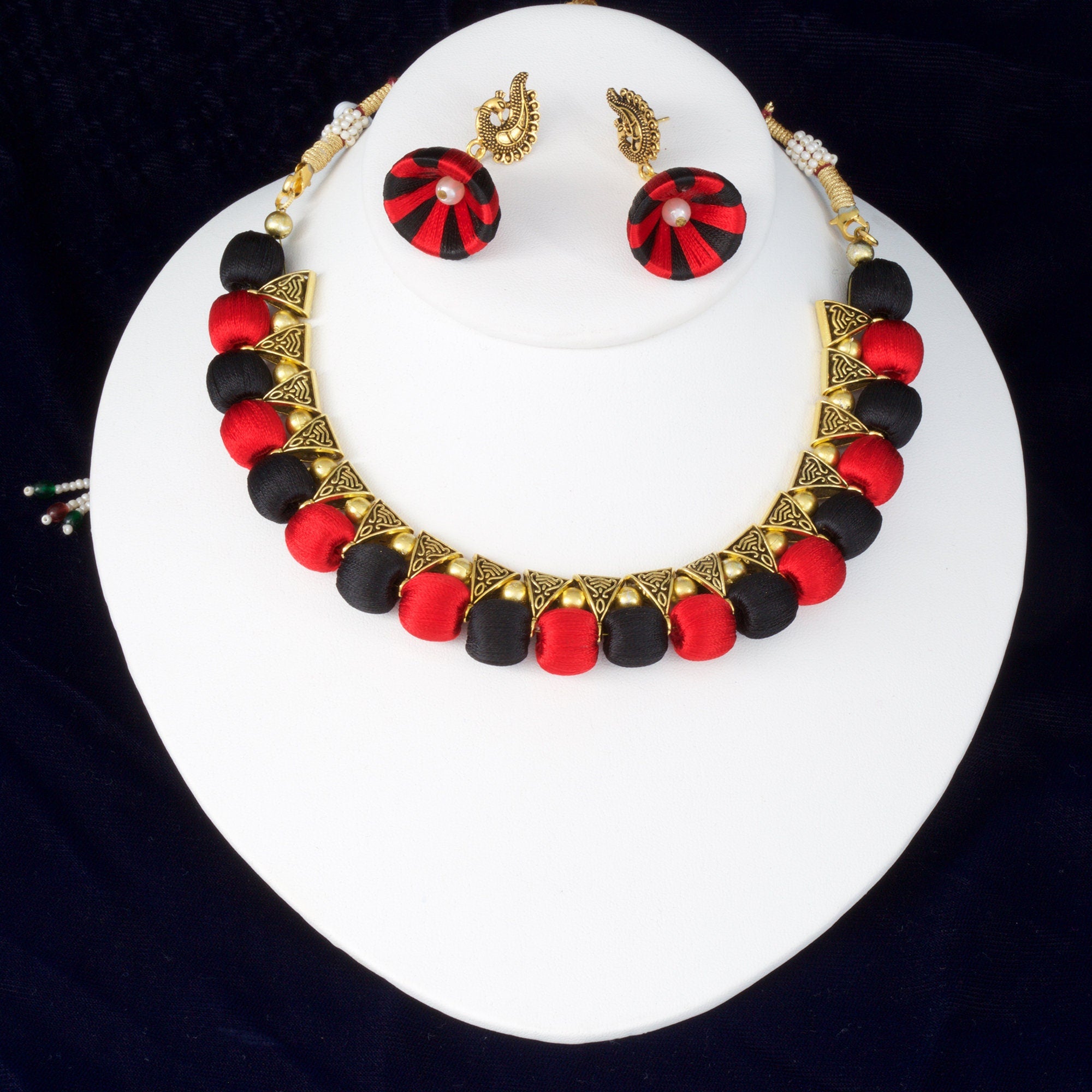 Black Statement Maker Silk Necklace set – Khushi Handicrafts