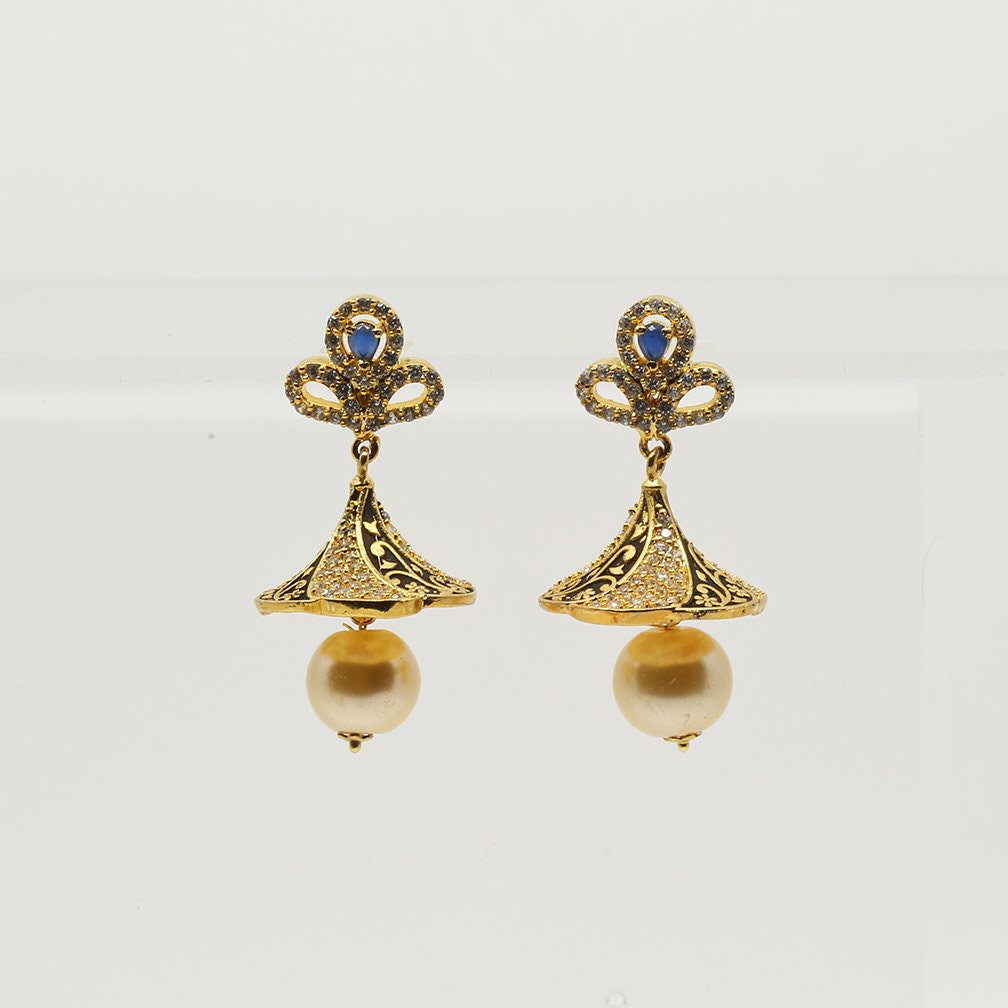 PEACOCK Small Oxidised Jhumka Earrings - chamakstore.com