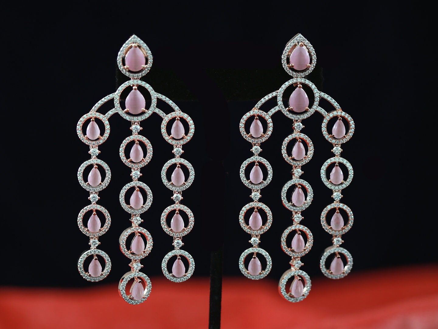 Simulated diamond chandelier earrings | Ratnali Jewels – ratnalijewels
