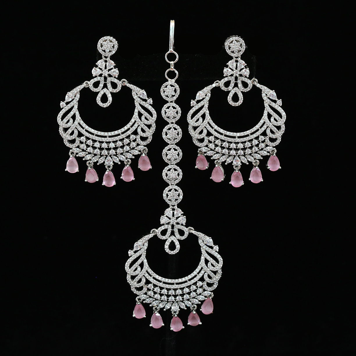 Two Tone Finish Single Cut Diamond & Pearl Chandbali Earrings In Sterling  Silver Design by The Alchemy Studio at Pernia's Pop Up Shop 2024