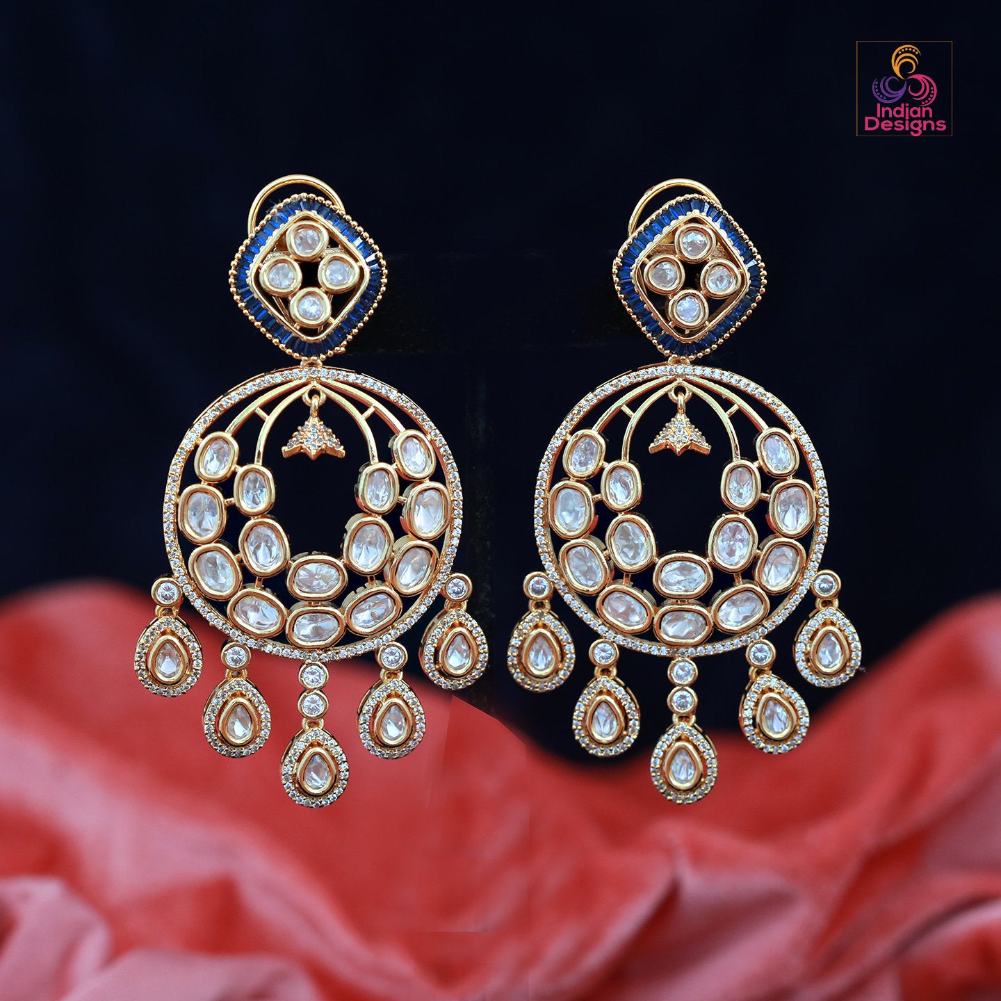 Ruby & Kundan Chandbali Earrings | Vibha US – ViBha