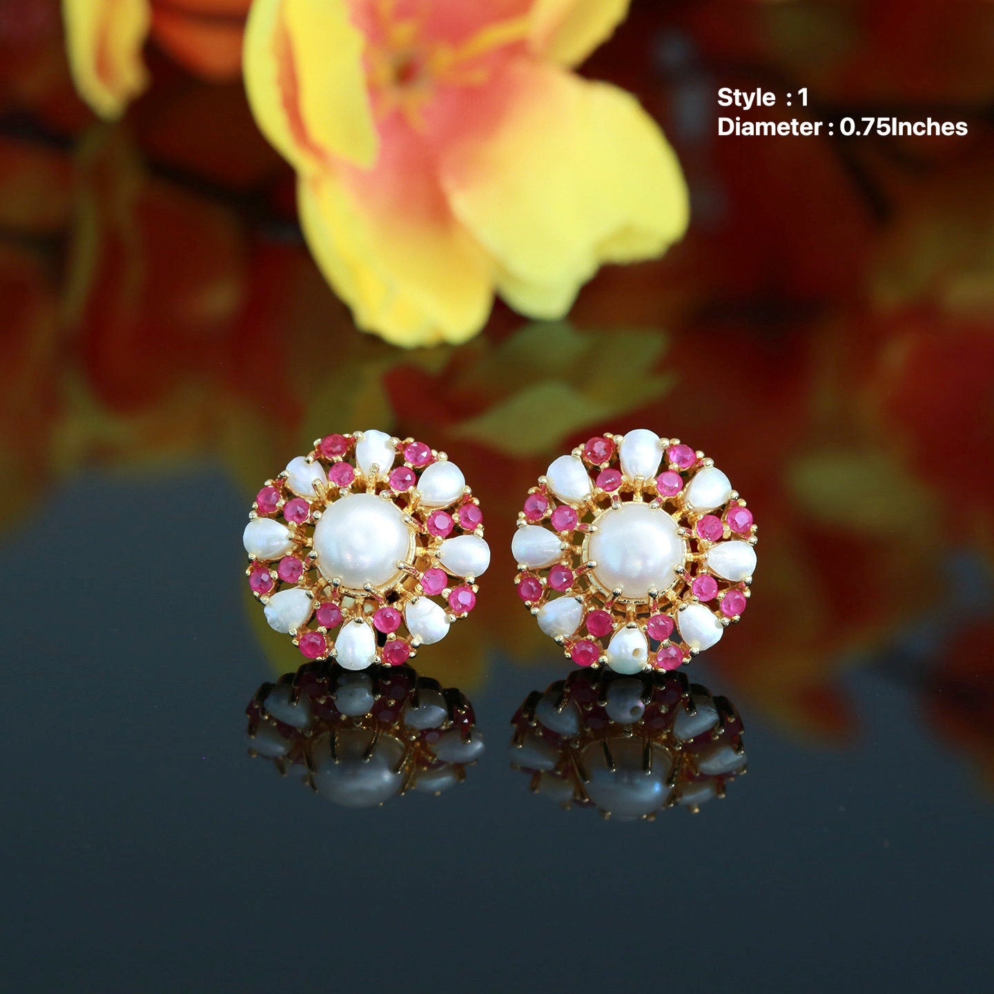 Buy Traditional American Diamond Studded Gold Plated CZ Stone Stud Earrings  for Women Online at Best Prices in India - JioMart.